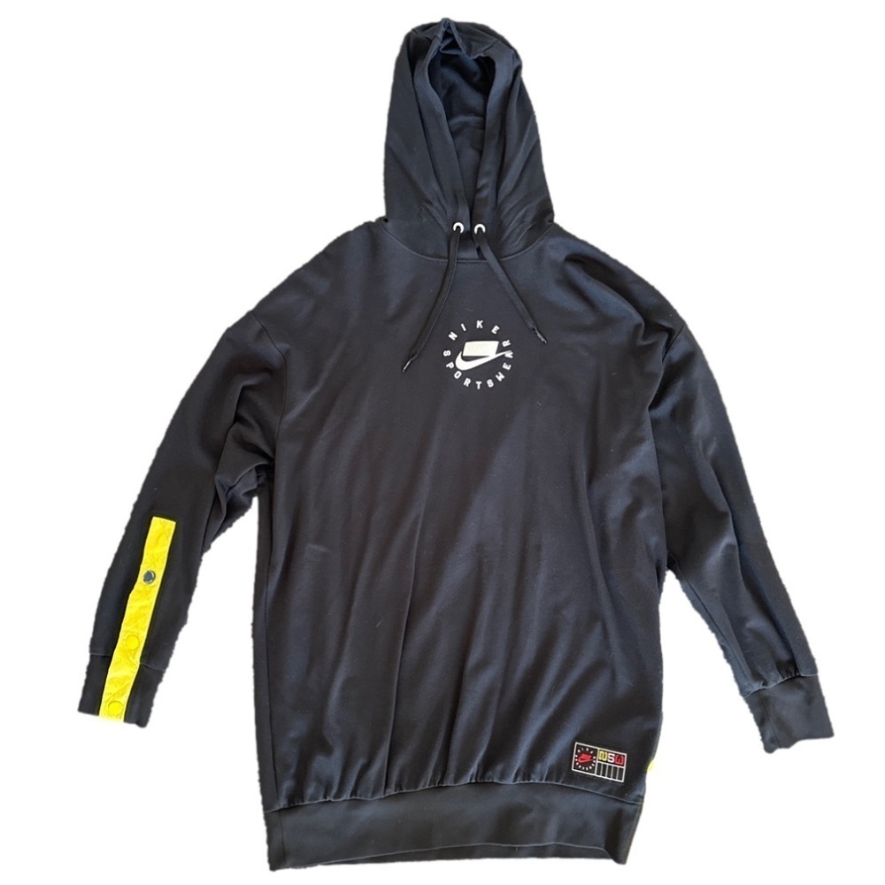 Nike Sportswear Women’s air black yellow hoodie dress size small (oversized)
